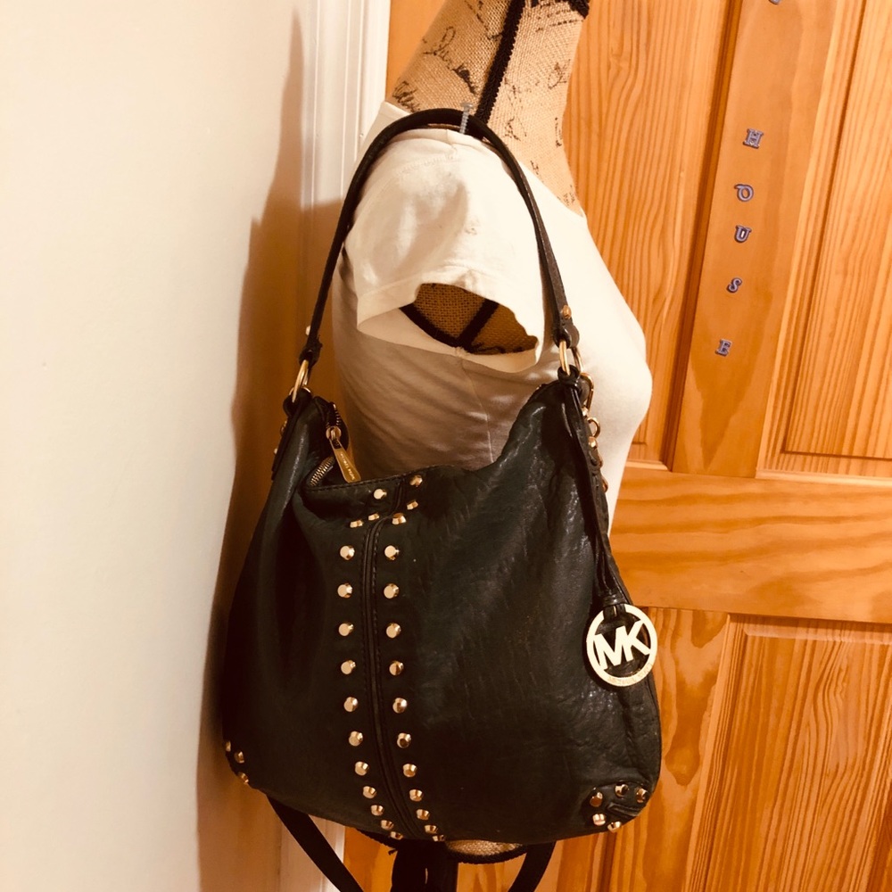 Michael Kors green Studded Shoulder Bag